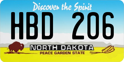 ND license plate HBD206