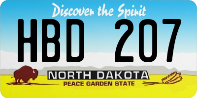 ND license plate HBD207