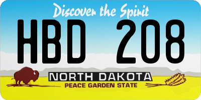 ND license plate HBD208