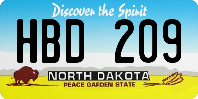 ND license plate HBD209