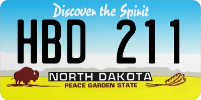 ND license plate HBD211