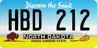 ND license plate HBD212