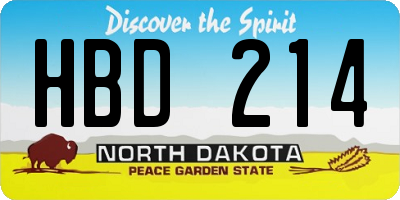 ND license plate HBD214