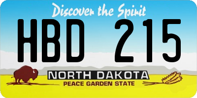 ND license plate HBD215