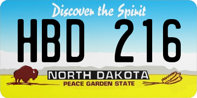 ND license plate HBD216