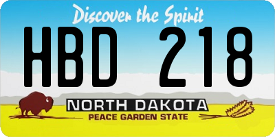 ND license plate HBD218