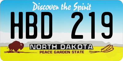 ND license plate HBD219