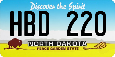 ND license plate HBD220