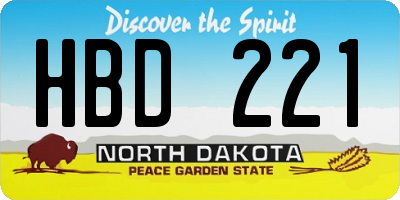 ND license plate HBD221