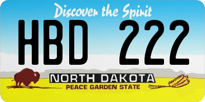 ND license plate HBD222