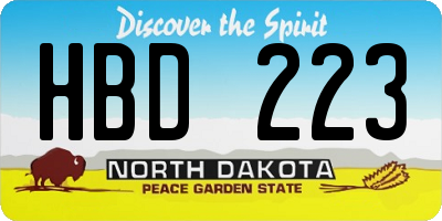 ND license plate HBD223