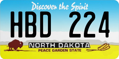 ND license plate HBD224