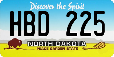 ND license plate HBD225