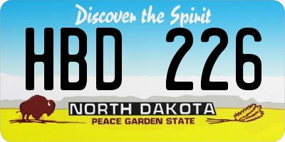 ND license plate HBD226