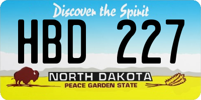 ND license plate HBD227