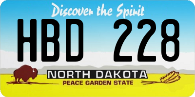 ND license plate HBD228