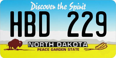 ND license plate HBD229