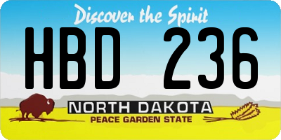 ND license plate HBD236