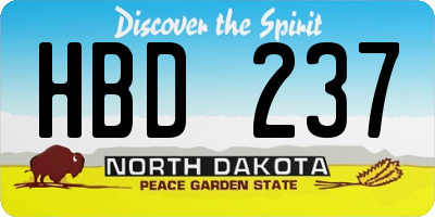 ND license plate HBD237