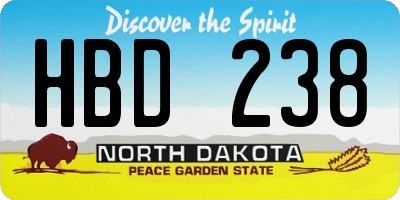 ND license plate HBD238