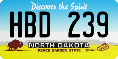 ND license plate HBD239