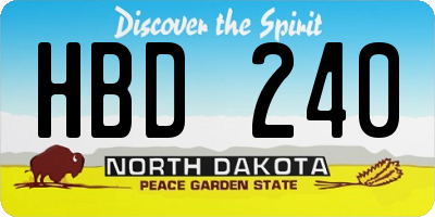 ND license plate HBD240