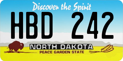 ND license plate HBD242