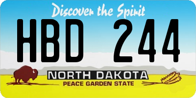 ND license plate HBD244