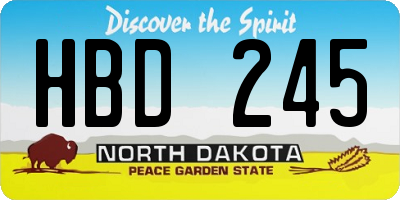 ND license plate HBD245