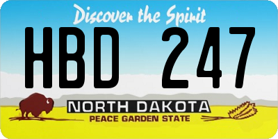 ND license plate HBD247