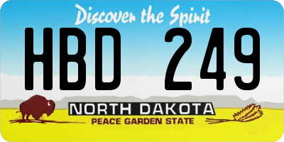 ND license plate HBD249