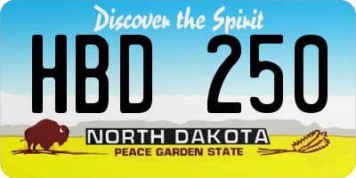 ND license plate HBD250