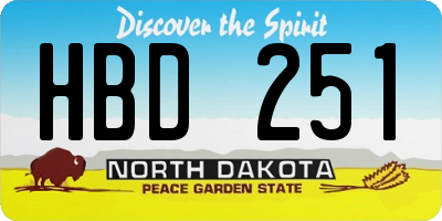 ND license plate HBD251