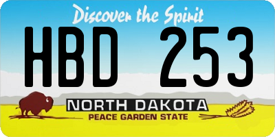 ND license plate HBD253