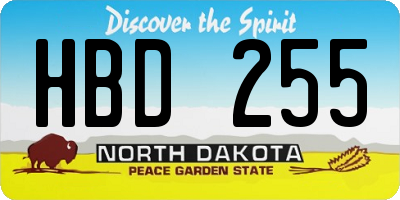 ND license plate HBD255