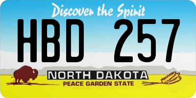 ND license plate HBD257