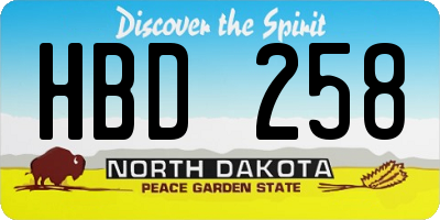 ND license plate HBD258