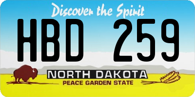 ND license plate HBD259