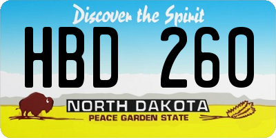 ND license plate HBD260