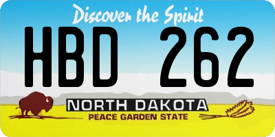 ND license plate HBD262