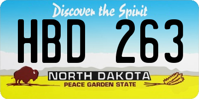 ND license plate HBD263