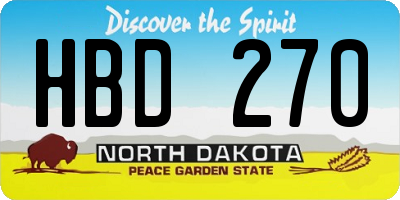 ND license plate HBD270