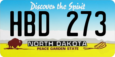 ND license plate HBD273