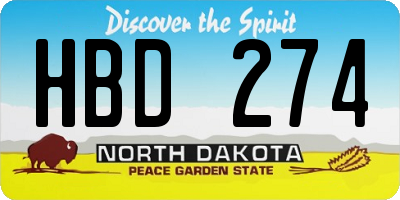 ND license plate HBD274