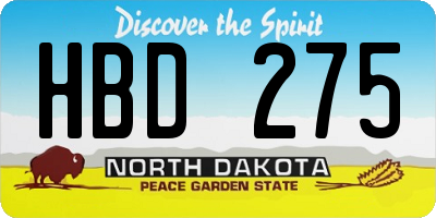 ND license plate HBD275