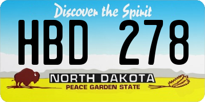 ND license plate HBD278