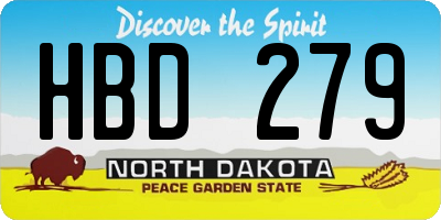 ND license plate HBD279