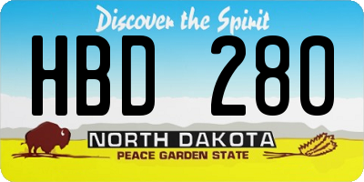 ND license plate HBD280