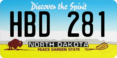 ND license plate HBD281