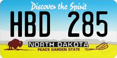 ND license plate HBD285